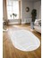 Dijital Kaymaz Yıkanabilir Modern Desen Oval Yolluk Mutfak Salon Halısı, N-O-Modern-05-Beyaz, 3