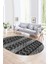 Dijital Kaymaz Yıkanabilir Modern Desen Oval Yolluk Mutfak Salon Halısı, N-O-Modern-56-Antrasit, 1