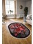 Dijital Kaymaz Yıkanabilir Modern Desen Oval Yolluk Mutfak Salon Halısı, N-O-Modern-13-Kırmızı, 3