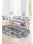 Dijital Kaymaz Yıkanabilir Modern Desen Oval Yolluk Mutfak Salon Halısı, N-O-Modern-37-Gri, 1