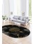 Dijital Kaymaz Yıkanabilir Modern Desen Oval Yolluk Mutfak Salon Halısı, N-O-Modern-06-Gold, 1