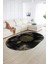 Dijital Kaymaz Yıkanabilir Modern Desen Oval Yolluk Mutfak Salon Halısı, N-O-Modern-06-Gold, 2