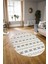 Dijital Kaymaz Yıkanabilir Modern Desen Oval Yolluk Mutfak Salon Halısı, N-O-Modern-64-Krem, 3