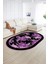 Dijital Kaymaz Yıkanabilir Modern Desen Oval Yolluk Mutfak Salon Halısı, N-O-Modern-16-Mor, 2