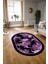 Dijital Kaymaz Yıkanabilir Modern Desen Oval Yolluk Mutfak Salon Halısı, N-O-Modern-16-Mor, 3