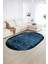 Dijital Kaymaz Yıkanabilir Modern Desen Oval Yolluk Mutfak Salon Halısı, N-O-Modern-04-Mavi, 2