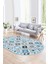 Dijital Kaymaz Yıkanabilir Modern Desen Oval Yolluk Mutfak Salon Halısı, N-O-Modern-60-Mavi, 1