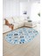 Dijital Kaymaz Yıkanabilir Modern Desen Oval Yolluk Mutfak Salon Halısı, N-O-Modern-60-Mavi, 2