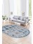 Dijital Kaymaz Yıkanabilir Modern Desen Oval Yolluk Mutfak Salon Halısı, N-O-Modern-29-Mavi, 1