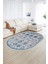Dijital Kaymaz Yıkanabilir Modern Desen Oval Yolluk Mutfak Salon Halısı, N-O-Modern-29-Mavi, 2