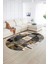 Dijital Kaymaz Yıkanabilir Modern Desen Oval Yolluk Mutfak Salon Halısı, N-O-Modern-33-Gold, 2