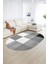 Dijital Kaymaz Yıkanabilir Modern Desen Oval Yolluk Mutfak Salon Halısı, N-O-Modern-53-Gri, 2