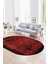 Dijital Kaymaz Yıkanabilir Modern Desen Oval Yolluk Mutfak Salon Halısı, N-O-Modern-04-Kırmızı, 1