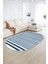 Dijital Kaymaz Yıkanabilir Modern Desen Oval Yolluk Mutfak Salon Halısı, N-O-Modern-63-Mavi, 2