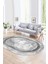 Dijital Kaymaz Yıkanabilir Modern Desen Oval Yolluk Mutfak Salon Halısı, N-O-Modern-46-Gümüş, 1