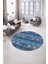 Dijital Kaymaz Taban Yıkanabilir Modern Desen Yuvarlak Mutfak Salon Halısı, N-Y-Modern-19-Mavi, 5