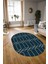 Dijital Kaymaz Yıkanabilir Modern Desen Oval Yolluk Mutfak Salon Halısı, N-O-Modern-88-Mavi, 3