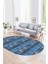 Dijital Kaymaz Yıkanabilir Modern Desen Oval Yolluk Mutfak Salon Halısı, N-O-Modern-19-Mavi, 1