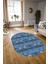 Dijital Kaymaz Yıkanabilir Modern Desen Oval Yolluk Mutfak Salon Halısı, N-O-Modern-19-Mavi, 3