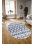 Dijital Kaymaz Yıkanabilir Modern Desen Oval Yolluk Mutfak Salon Halısı, N-O-Modern-92-Mavi, 3