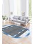 Dijital Kaymaz Yıkanabilir Modern Desen Oval Yolluk Mutfak Salon Halısı, N-O-Modern-10-Mavi, 1