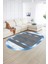 Dijital Kaymaz Yıkanabilir Modern Desen Oval Yolluk Mutfak Salon Halısı, N-O-Modern-10-Mavi, 2