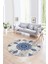 Dijital Kaymaz Taban Yıkanabilir Modern Desen Yuvarlak Mutfak Salon Halısı, N-Y-Modern-45-Mavi, 1