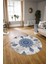 Dijital Kaymaz Taban Yıkanabilir Modern Desen Yuvarlak Mutfak Salon Halısı, N-Y-Modern-45-Mavi, 3