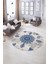 Dijital Kaymaz Taban Yıkanabilir Modern Desen Yuvarlak Mutfak Salon Halısı, N-Y-Modern-45-Mavi, 5