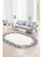Dijital Kaymaz Yıkanabilir Modern Desen Oval Yolluk Mutfak Salon Halısı, N-O-Modern-48-Gri, 1