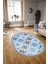 Dijital Kaymaz Yıkanabilir Modern Desen Oval Yolluk Mutfak Salon Halısı, N-O-Modern-14-Mavi, 2