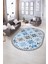 Dijital Kaymaz Yıkanabilir Modern Desen Oval Yolluk Mutfak Salon Halısı, N-O-Modern-14-Mavi, 4
