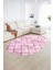 Dijital Kaymaz Yıkanabilir Modern Desen Oval Yolluk Mutfak Salon Halısı, N-O-Modern-57-Pembe, 2