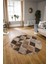 Dijital Kaymaz Taban Yıkanabilir Modern Desen Yuvarlak Mutfak Salon Halısı, N-Y-MODERN-103-KAHVE, 3