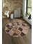 Dijital Kaymaz Taban Yıkanabilir Modern Desen Yuvarlak Mutfak Salon Halısı, N-Y-MODERN-103-KAHVE, 4