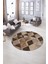 Dijital Kaymaz Taban Yıkanabilir Modern Desen Yuvarlak Mutfak Salon Halısı, N-Y-MODERN-103-KAHVE, 5