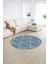 Dijital Kaymaz Taban Yıkanabilir Modern Desen Yuvarlak Mutfak Salon Halısı, N-Y-MODERN-116-MAVİ, 2