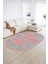 Dijital Kaymaz Yıkanabilir Modern Desen Oval Yolluk Mutfak Salon Halısı, N-O-Modern-41-Pembe, 2