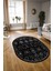 Dijital Kaymaz Yıkanabilir Modern Desen Oval Yolluk Mutfak Salon Halısı, N-O-Modern-29-Siyah, 3