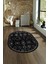 Dijital Kaymaz Yıkanabilir Modern Desen Oval Yolluk Mutfak Salon Halısı, N-O-Modern-29-Siyah, 4