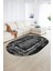 Dijital Kaymaz Yıkanabilir Modern Desen Oval Yolluk Mutfak Salon Halısı, N-O-Modern-37-Antrasit, 2