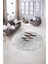 Dijital Kaymaz Taban Yıkanabilir Modern Desen Yuvarlak Mutfak Salon Halısı, N-Y-MODERN-112-GRİ, 5