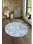 Dijital Kaymaz Taban Yıkanabilir Modern Desen Yuvarlak Mutfak Salon Halısı, N-Y-Modern-89-Mavi, 4