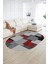 Dijital Kaymaz Yıkanabilir Modern Desen Oval Yolluk Mutfak Salon Halısı, N-O-Modern-47-Bordo, 2