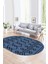 Dijital Kaymaz Yıkanabilir Modern Desen Oval Yolluk Mutfak Salon Halısı, N-O-Modern-87-Mavi, 1