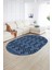 Dijital Kaymaz Yıkanabilir Modern Desen Oval Yolluk Mutfak Salon Halısı, N-O-Modern-87-Mavi, 2