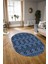 Dijital Kaymaz Yıkanabilir Modern Desen Oval Yolluk Mutfak Salon Halısı, N-O-Modern-87-Mavi, 3