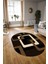 Dijital Kaymaz Yıkanabilir Modern Desen Oval Yolluk Mutfak Salon Halısı, N-O-Modern-40-Kahve, 3