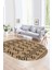 Dijital Kaymaz Yıkanabilir Modern Desen Oval Yolluk Mutfak Salon Halısı, N-O-Modern-87-Krem, 1