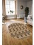 Dijital Kaymaz Yıkanabilir Modern Desen Oval Yolluk Mutfak Salon Halısı, N-O-Modern-87-Krem, 3